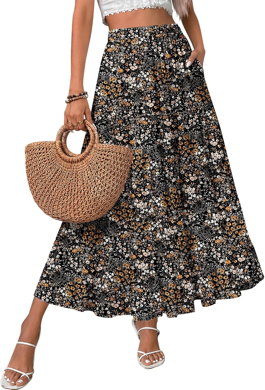 Women's Chiffon Tiered Maxi Skirt for Beach | cheerlyz
